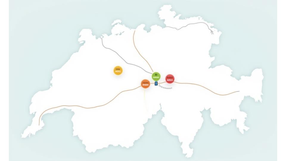 Interactive map of Switzerland showing border crossing points with color-coded wait times (green for short, yellow for moderate, red for long).