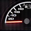 Vehicle dashboard with winter tires and safety triangle