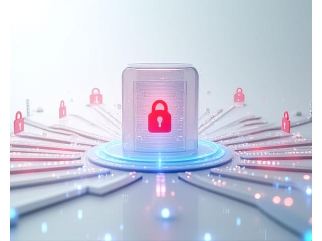 Digital interface showing data points and privacy shields