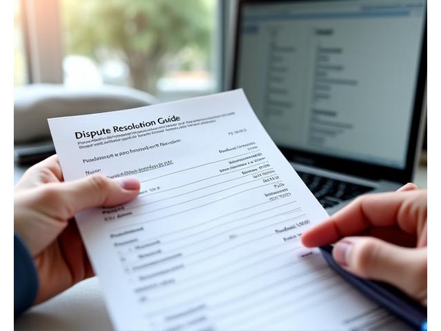 A person intently reviewing a rental car invoice, highlighting a questionable charge, with legal documents or a laptop screen showing 'dispute resolution' in the background. The mood is serious but focused, conveying determination.
