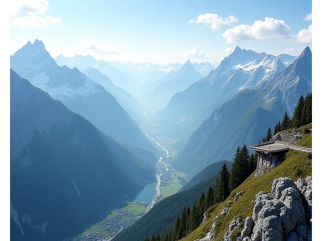 A stunning panoramic viewpoint high above a valley, accessible by a secluded road, perfect for photography.