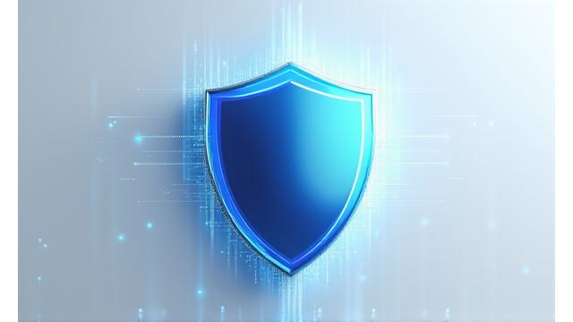 Digital shield icon representing data protection overlaying secured data lines