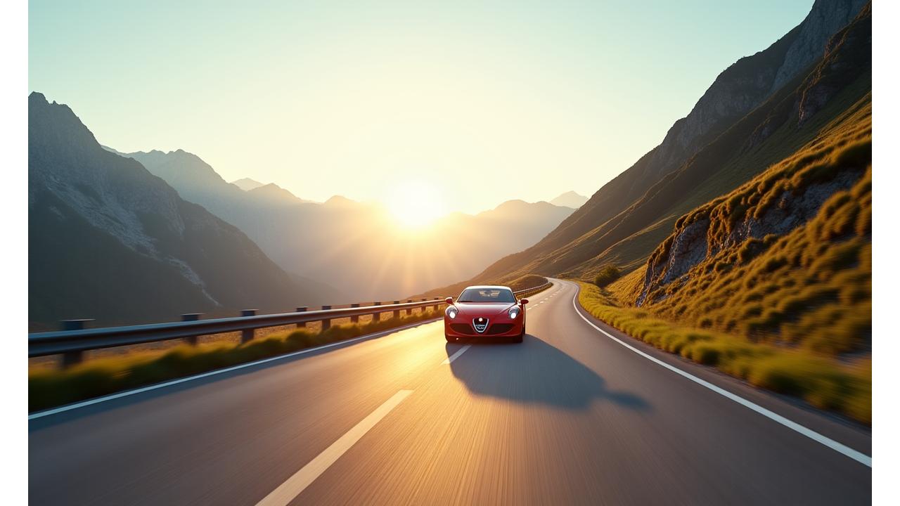 Scenic Swiss road with a car, symbolizing safe travel preparation